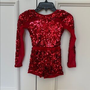 Weissman Love You Like A Love Song Red Sequin Dance Costume